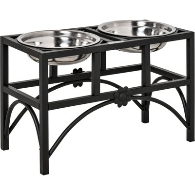 Zeus & Ruta Zeus & Ruta Elevated Food Storage Metal Dog Food Bowl, Black, Medium