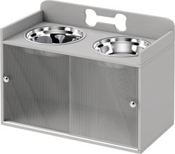 Zeus & Ruta Elevated Food Storage Wooden Dog Bowl, Gray, Medium slide 1 of 6