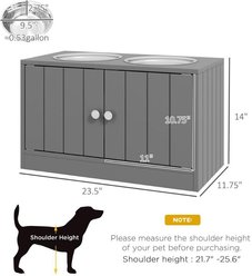 Zeus & Ruta Food Storage Wooden Dog Bowl with Storage Cabinet, Gray, Medium slide 2 of 6