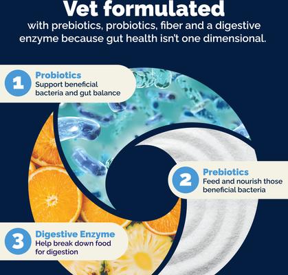 Show full view: Vetnique Labs Glandex Daily Probiotics & Digestive Health Prebiotics Bacon Flavor Soft Chew Aid Supplement for Dogs, 30 count slide 8 of 10
