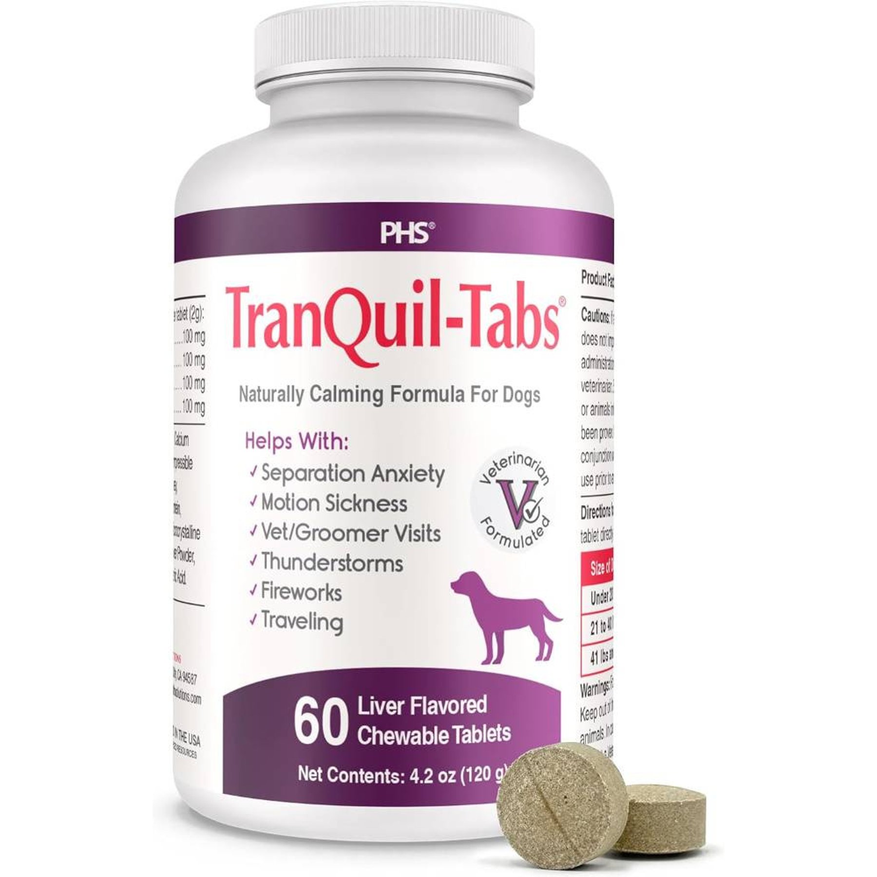 TranQuil Tabs Calming Dog Supplement, 60 count