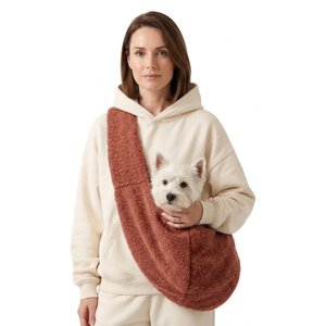 PawsPik Snuggle Sling Plush Pet Carrying Bag, Orange