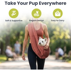 PawsPik Snuggle Sling Plush Pet Carrying Bag, Orange
