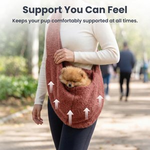 PawsPik Snuggle Sling Plush Pet Carrying Bag, Orange