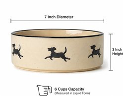 PetRageous Designs Chasing Dogs 7-in Round Stoneware Ceramic Dog Bowl, Natural, 6-cup slide 2 of 4