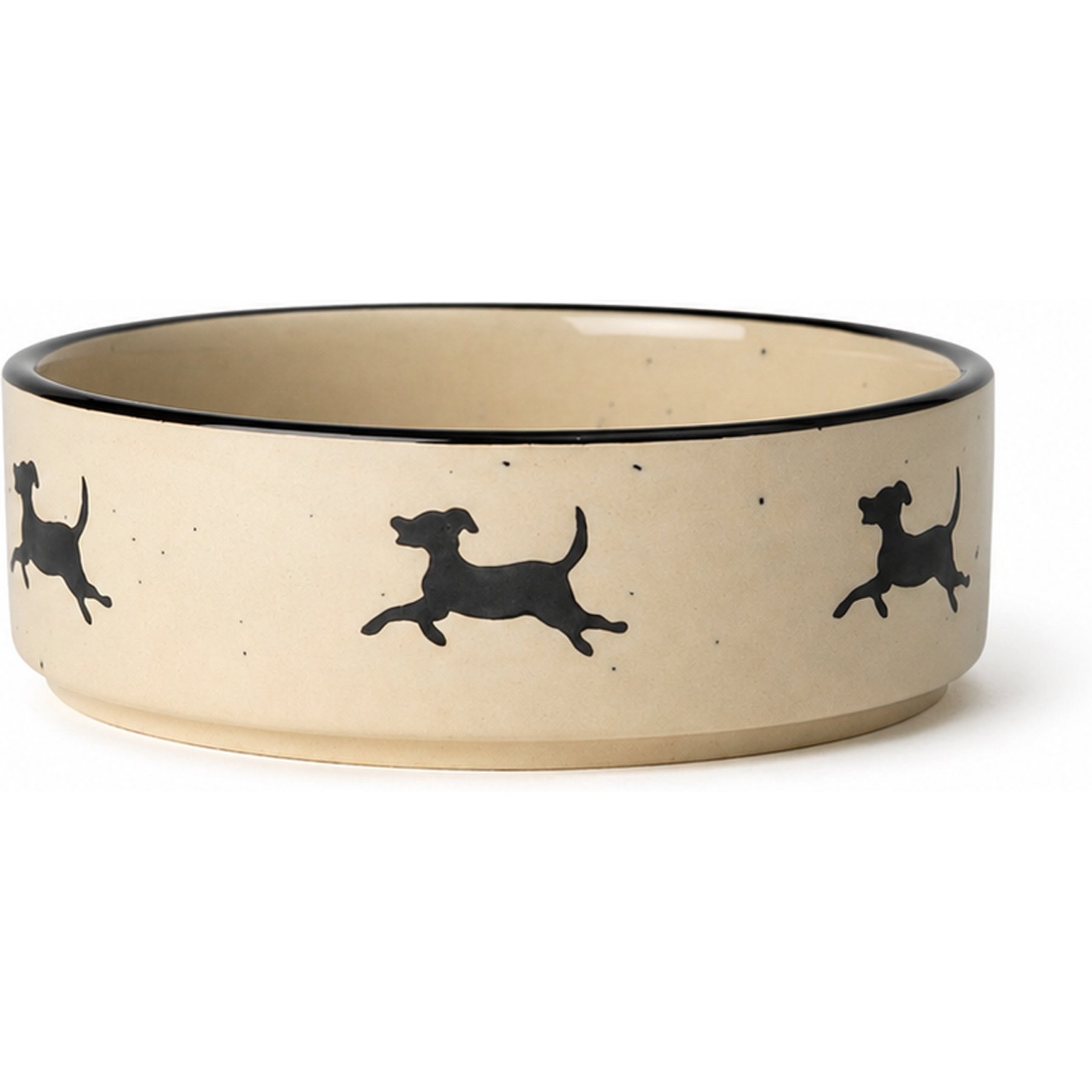 PetRageous Designs Chasing Dogs 6.5-in Round Stoneware Ceramic Dog Bowl, Natural, 2.5-cup