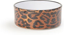 PetRageous Designs Leopard Bone 6-in Round Stoneware Ceramic Dog Bowl, Orange/Black, 3.5-cup