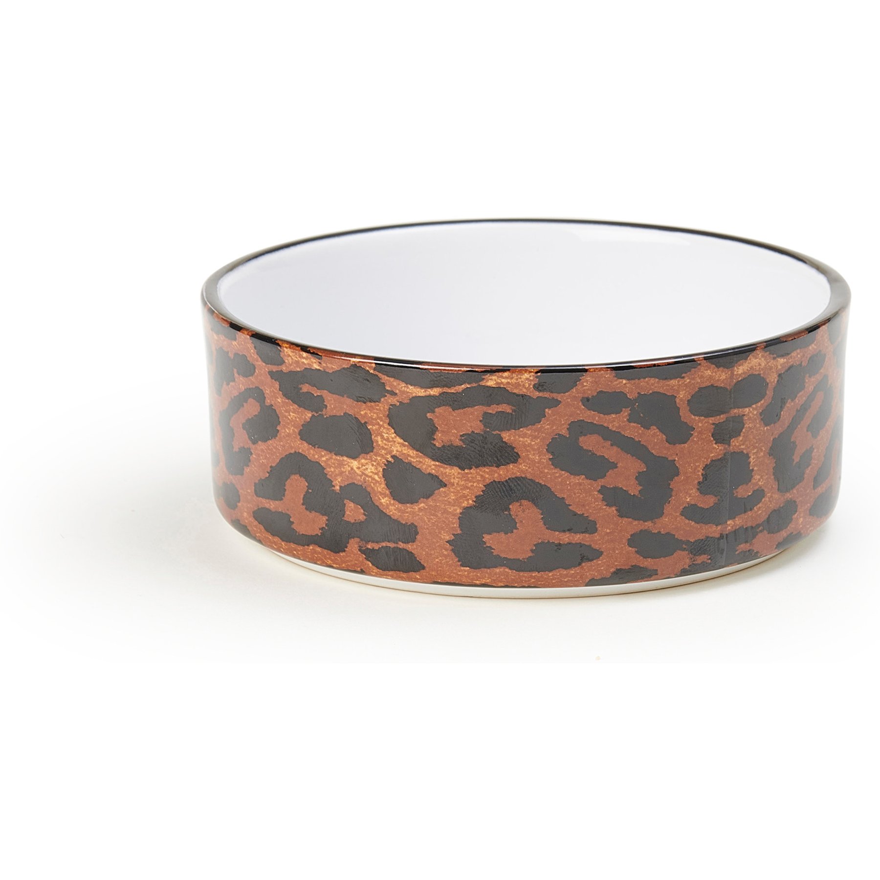 PetRageous Designs Leopard Paw 5-in Round Stoneware Ceramic Dog Bowl, Orange/Black, 2-cup