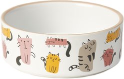 PetRageous Designs Snobby Cats 5-in Round Stoneware Cat Bowl, White, 2-cup