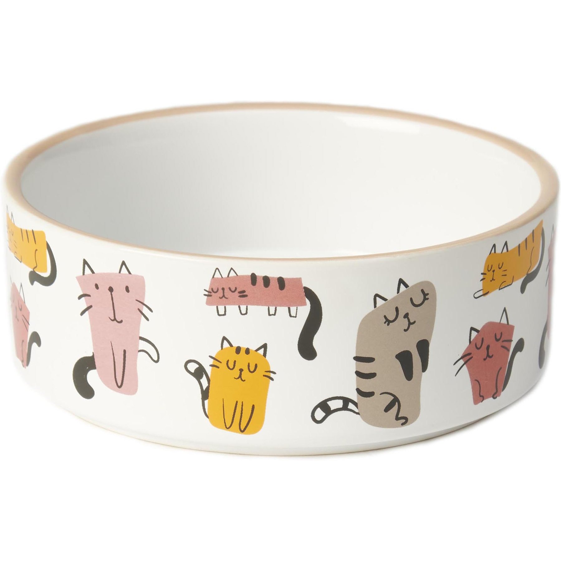 PetRageous Designs Snobby Cats 5-in Round Stoneware Cat Bowl, White, 2-cup