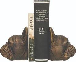 Storied Home Decorative Antique Resin Dog Head Bookends Memorial Keepsake, Bronze