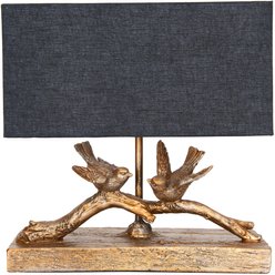 Storied Home Rustic Resin Bird Table Lamp with Black Rectangle Shade, Gold Finish