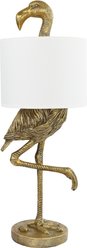 Storied Home Resin Flamingo Table Lamp with Linen Shade, Gold Finish