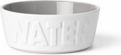 PetRageous Designs Back To Basics Water Stoneware Microwavable Ceramic Dog Bowl, White/Grey, 2.5-cup