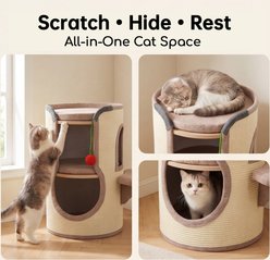 PatiencET Indoor 25.6-in Condo Tower Novelty Furniture Style Sofa Cat Bed with 360° Full Sisal Scratching Surface, Dual Hideaway Caves & Side Perch, Beige, Large slide 2 of 7