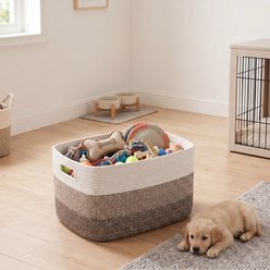 HOMAGICO Cotton Rope Clothes Food Storage Basket Dog & Cat Toy Bin, Large: 22 x 18 x 13-in, Gradient Yellow slide 2 of 7