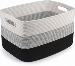 HOMAGICO Cotton Rope Clothes Food Storage Basket Dog & Cat Toy Bin, Large: 22 x 18 x 13-in, Gradient Black