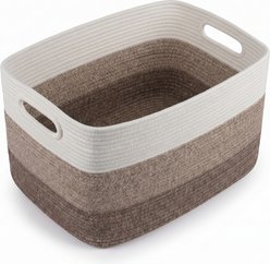 HOMAGICO Cotton Rope Clothes Food Storage Basket Dog & Cat Toy Bin, Large: 22 x 18 x 13-in, Gradient Yellow