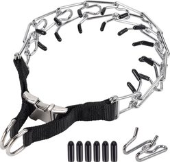 PatiencET Stainless Steel Prong No Pull Pinch Training Dog Collar, Black, Medium