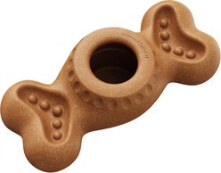Potaroma Bone Shape Non-Toxic Nylon & Coffee Wood Fiber Frozen Ice Cream Holder with Mold Cups, Slow Feeder Treat Dispenser Training Chew Dog Toy, Brown, 6.9 x 3 x 2.2-in