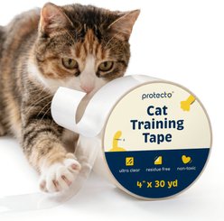 Protecto Double-Sided Clear Self-Adhesive Cat Training Tape, Clear, 4 x 30-yd, 1 roll