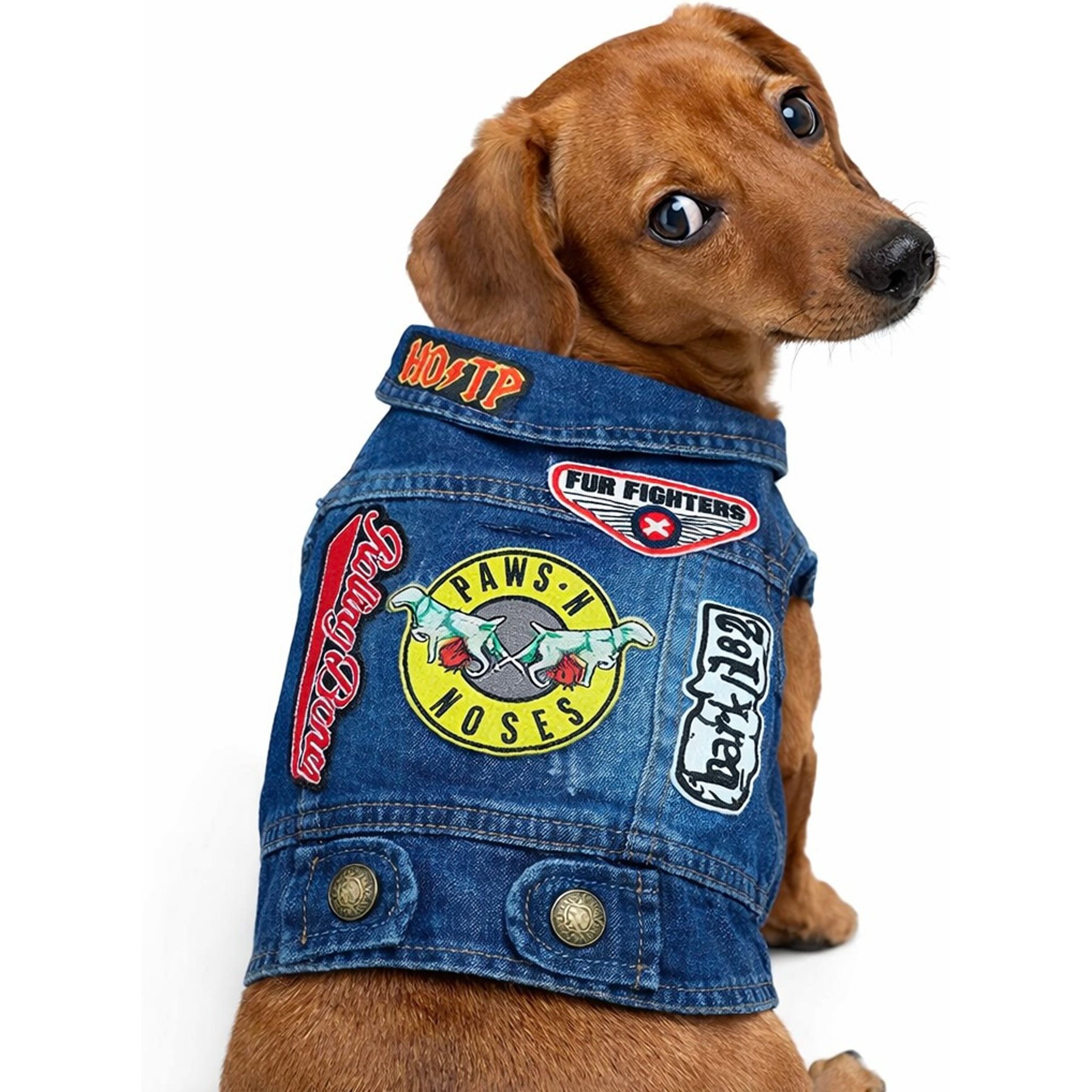 Heads or Tails Pup Ruff & Roll Denim Dog Vest, Large