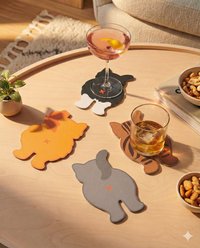 NPW Cat Bum Coasters, 4 vcount