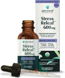 Pet Releaf Stress Releaf Organic Full Spectrum Hemp Extract Oil & Ashwagandha Liquid Calming Health Supplement for Medium & Large Dogs, 1-fl oz bottle
