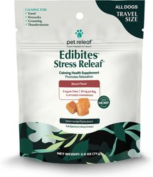 Pet Releaf Edibites Stress Releaf Organic Peppered Bacon Flavored Chew Full Spectrum Hemp Extract Health Calming Supplement for Small Dogs, 10 count