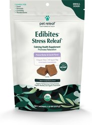 Pet Releaf Edibites Stress Releaf Organic Peanut Butter & Carob Flavored Chew Full Spectrum Hemp Extract Calming Health Supplement for Small Dogs, 30 count