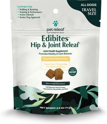 Pet Releaf Edibites Hip & Joint Releaf Organic Peanut Butter & Banana Flavored Chew Full Spectrum Hemp Extract Hip & Joint Health Supplement for Small Dogs, 10 count