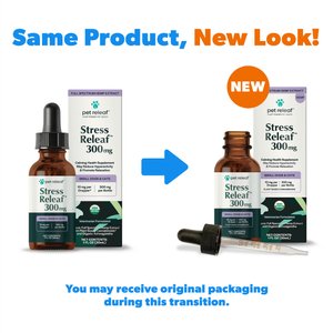 Pet Releaf Stress Releaf Organic Full Spectrum Hemp Extract Oil & Ashwagandha Liquid Calming Health Supplement for Small Dogs & Cats, 1-fl oz bottle