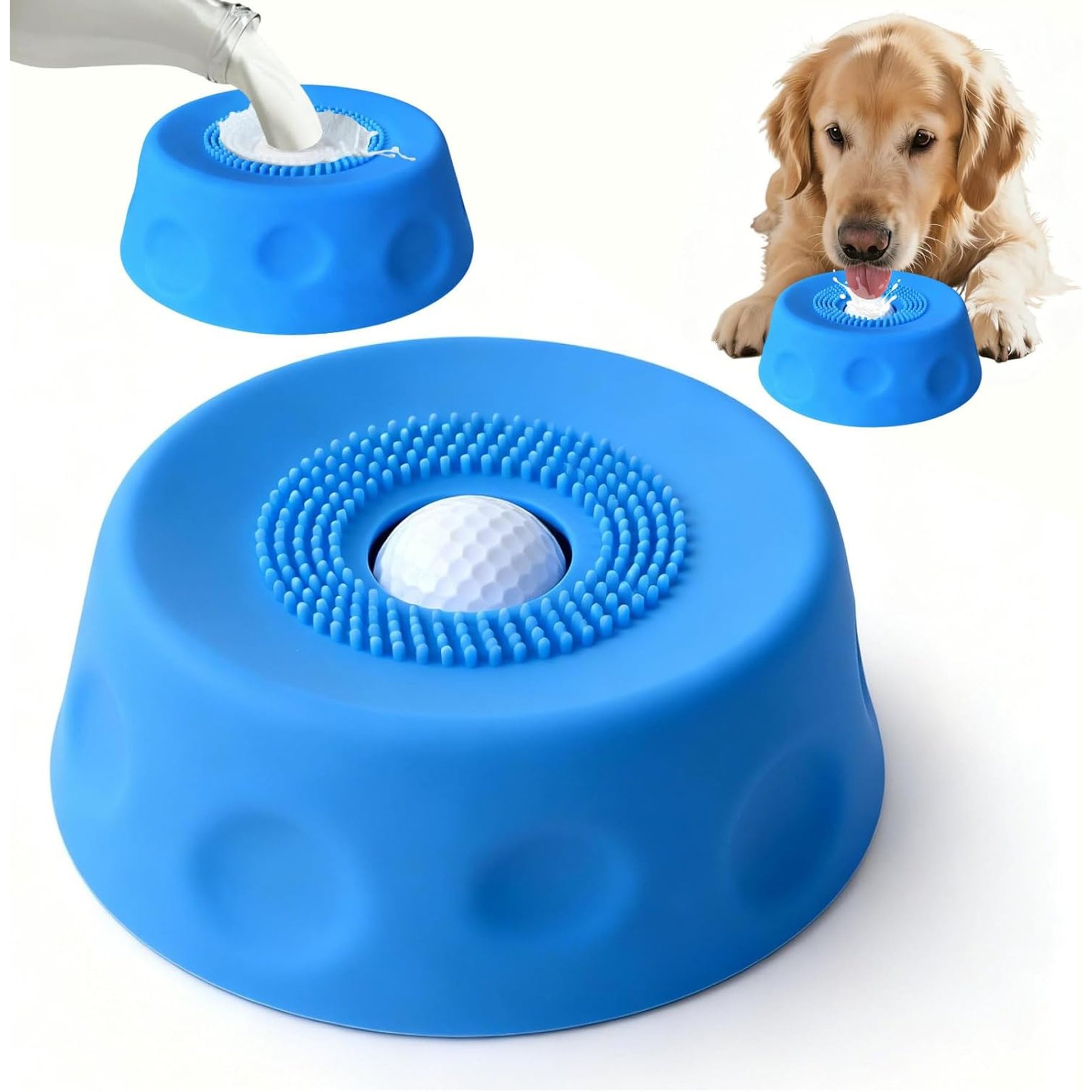 H&H Pets Liquid Treats Lick Dog Bowl with Built-in Ball for Slow Feed & Playtime, 8-oz