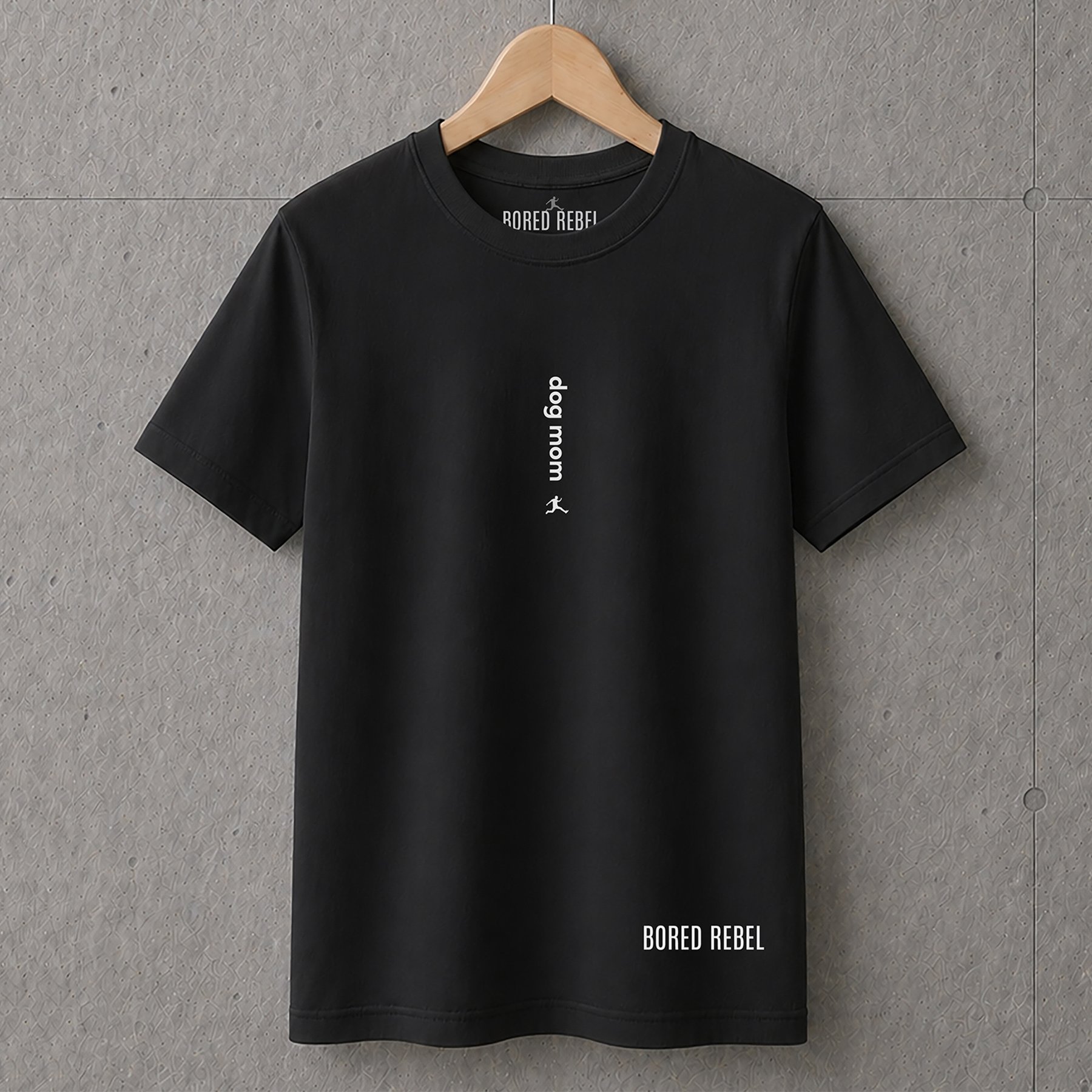 BORED REBEL Dog Mom Super Soft Crew Neck T-Shirt, Black, XX-Large