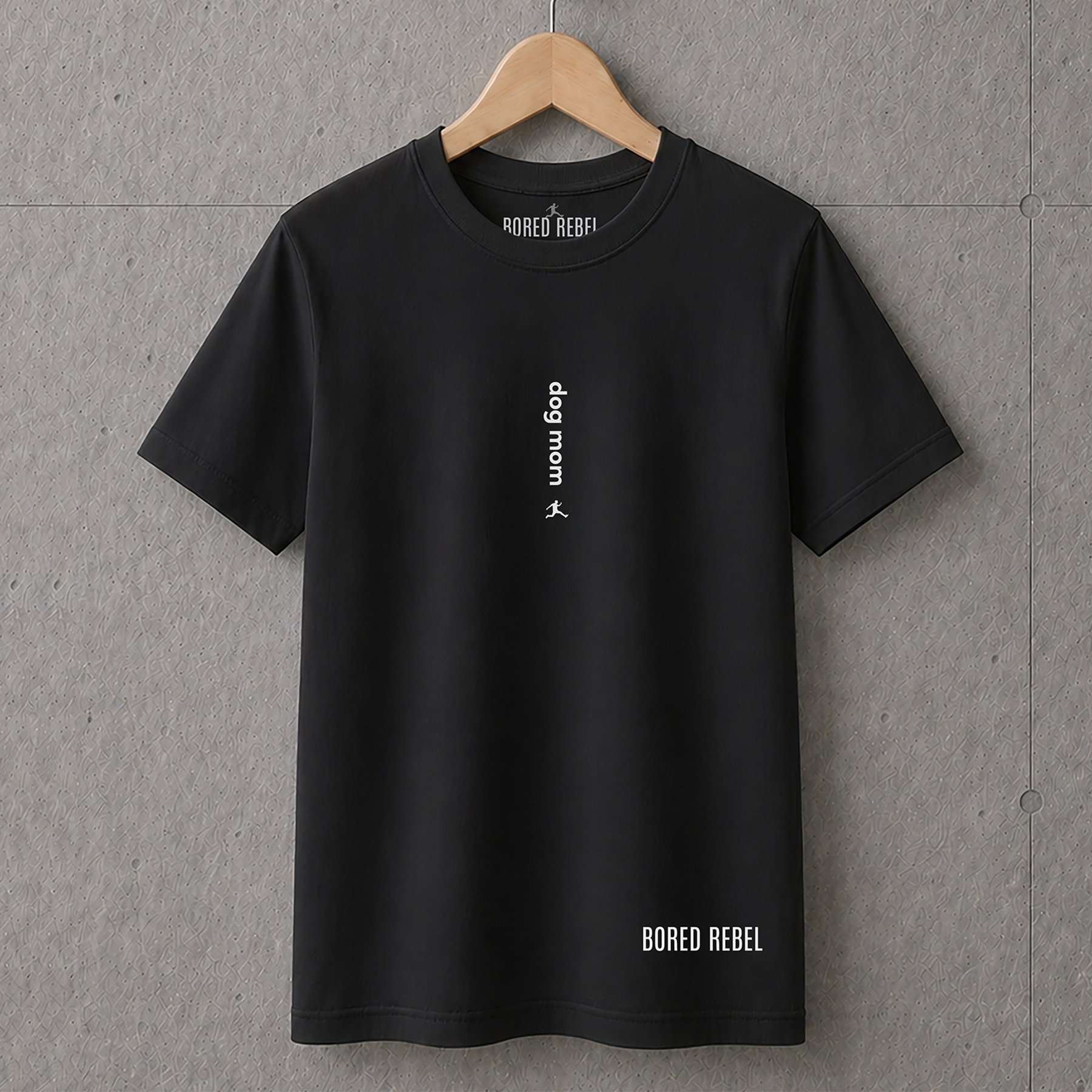 BORED REBEL Dog Mom Super Soft Crew Neck T-Shirt, Black, Small