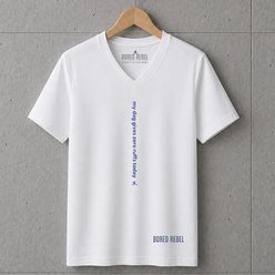 BORED REBEL My Dog Gives Zero Ruffs Today Super Soft V-Neck T-Shirt, White, Small slide 1 of 7