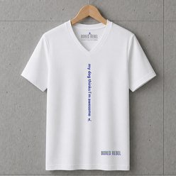 BORED REBEL My Dog Thinks I'm Awesome Super Soft V-Neck T-Shirt, White, Small slide 1 of 7
