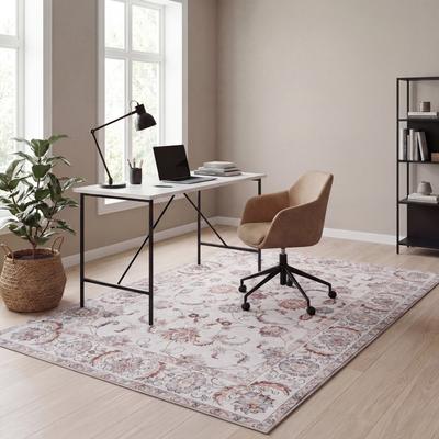 Show full view: JONATHAN Y Arabella Vintage Floral Border Machine-Washable Area Rug, Cream & Terra, 4 x 6-ft slide 8 of 8