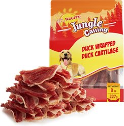 Jungle Calling High Protein Rawhide-Free Duck Flavored Wrapped Soft & Chewy Dog Treats, 8-oz bag slide 1 of 9