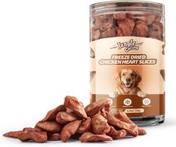 Jungle Calling Chicken Hearts Halves High Protein Rawhide-Free Grain-Free Freeze-Dried Dog & Cat Treats, 4.2-oz bag