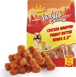 Jungle Calling Chicken Wrapped Rawhide-Free Low-Fat Peanut Butter Flavored Soft & Chewy Dog Treats, 11-oz bag