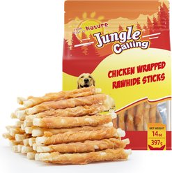 Jungle Calling Chicken Grain-Free Wrapped Rawhide Sticks Dog Treats, 14-oz bag