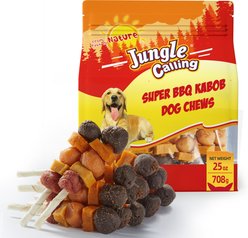 Jungle Calling Chicken, Duck, Beef, Sweet Potato & Pumpkin Rawhide Kabob Dog Treats, 25-oz bag