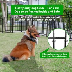 Kfvigoho Outdoor 8-Panel Square Pipe with Reinforced Crossbars, Anti-Rust Portable Fence Heavy-Duty Steel Dog Playpen, Snowy Black, 27 x 47-in slide 2 of 6