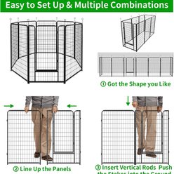 Kfvigoho Outdoor 8-Panel Anti-Rust with Doors Portable Heavy-Duty Steel Fence Dog Playpen, Snowy Black, 32 x 50-in slide 2 of 7