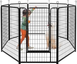Kfvigoho Outdoor 8-Panel Anti-Rust with Doors Portable Heavy-Duty Steel Fence Dog Playpen, Snowy Black, 32 x 50-in slide 1 of 7