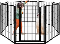 Kfvigoho Outdoor 8-Panel Anti-Rust with Doors Portable Heavy-Duty Steel Fence Dog Playpen, Snowy Black, 32 x 47-in slide 1 of 8