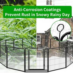 Kfvigoho Outdoor 16-Panel Anti-Rust with Doors Portable Heavy-Duty Steel Fence Dog Playpen, Snowy Black, 32 x 32-in slide 2 of 8