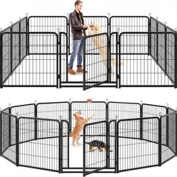 Kfvigoho Outdoor 12-Panel Anti-Rust with Doors Portable Heavy-Duty Steel Dog Fence Playpen, Snowy Black, 32 x 32-in slide 1 of 8