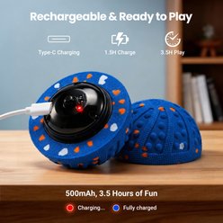 Vacqueen Interactive Automatic Rolling ETPU Rechargeable Waterproof Dog Ball Toy, 3.15-in, Blue slide 2 of 9